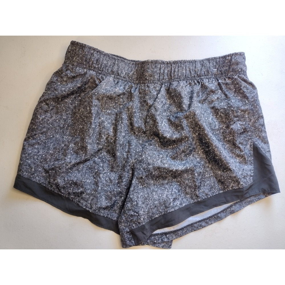 Athletic Works Womens Gray‎ Black Digital Marble Running Shorts Large 12-14